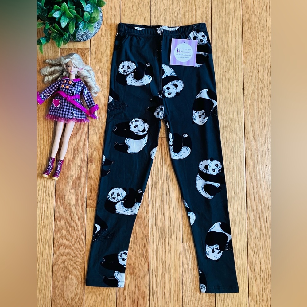 Small NEW Girls Panda Bear Leggings Kids Soft Yoga Pants Tights